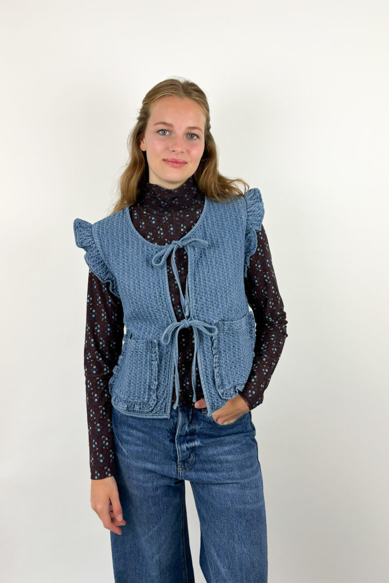 Co Couture Check denim vest