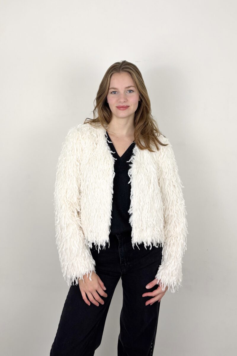 Co Couture feather faux fur