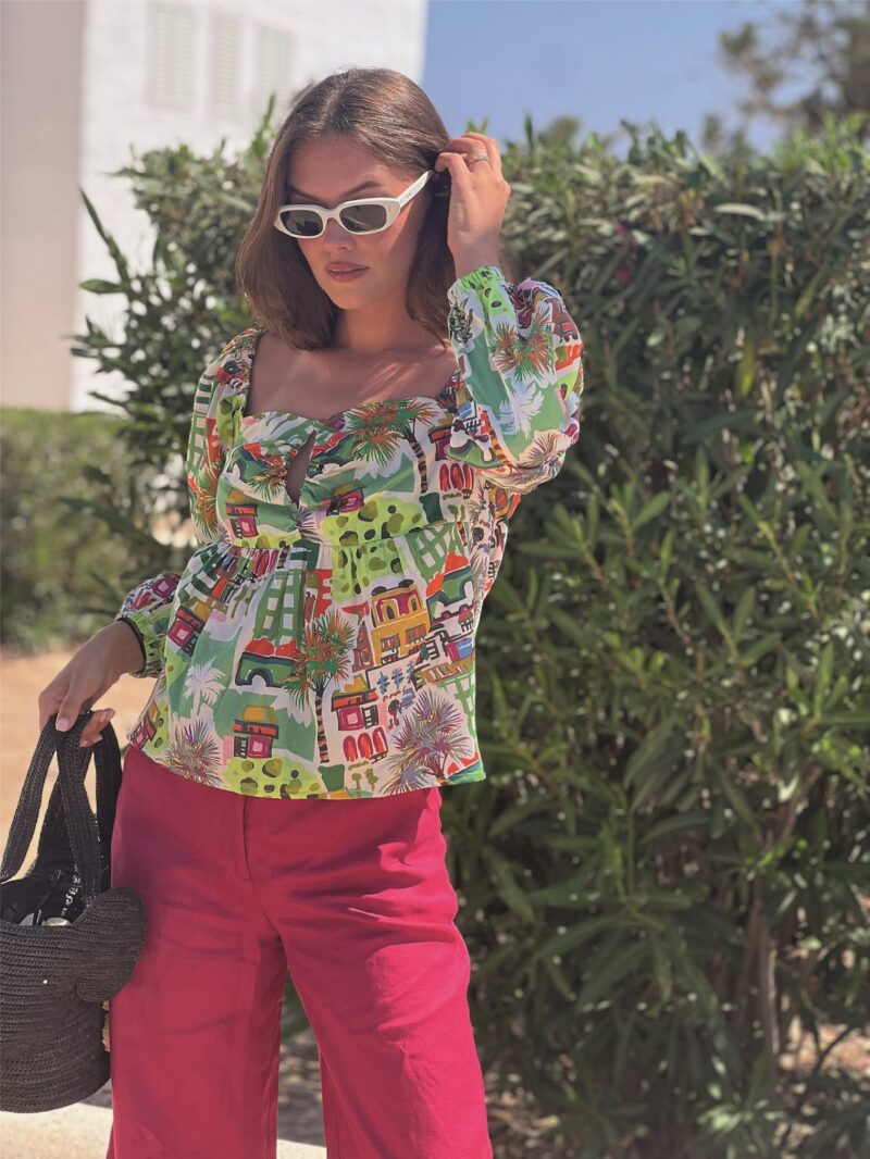 RE/BORN Bianca print  blouse