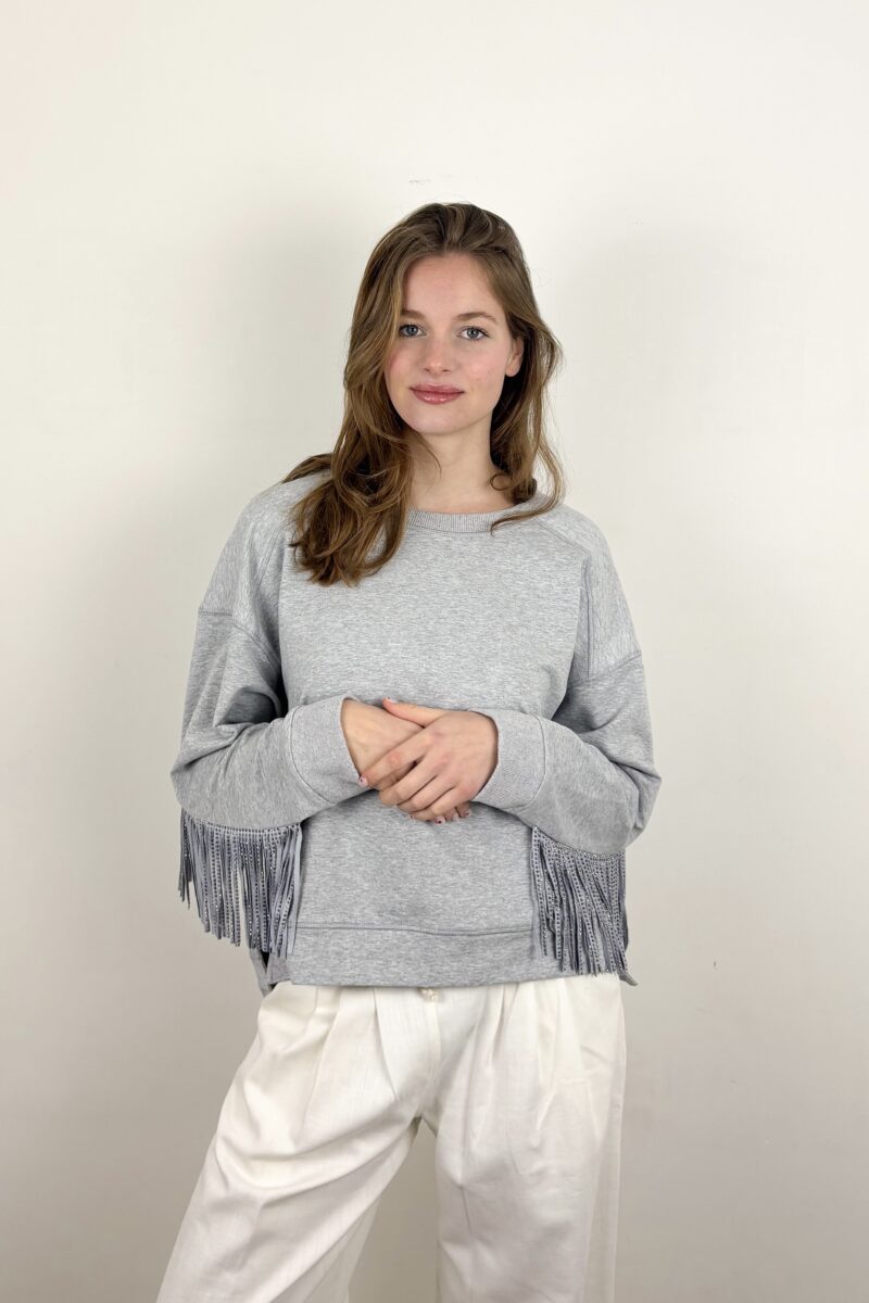 Co Couture Stud Fringe sweater