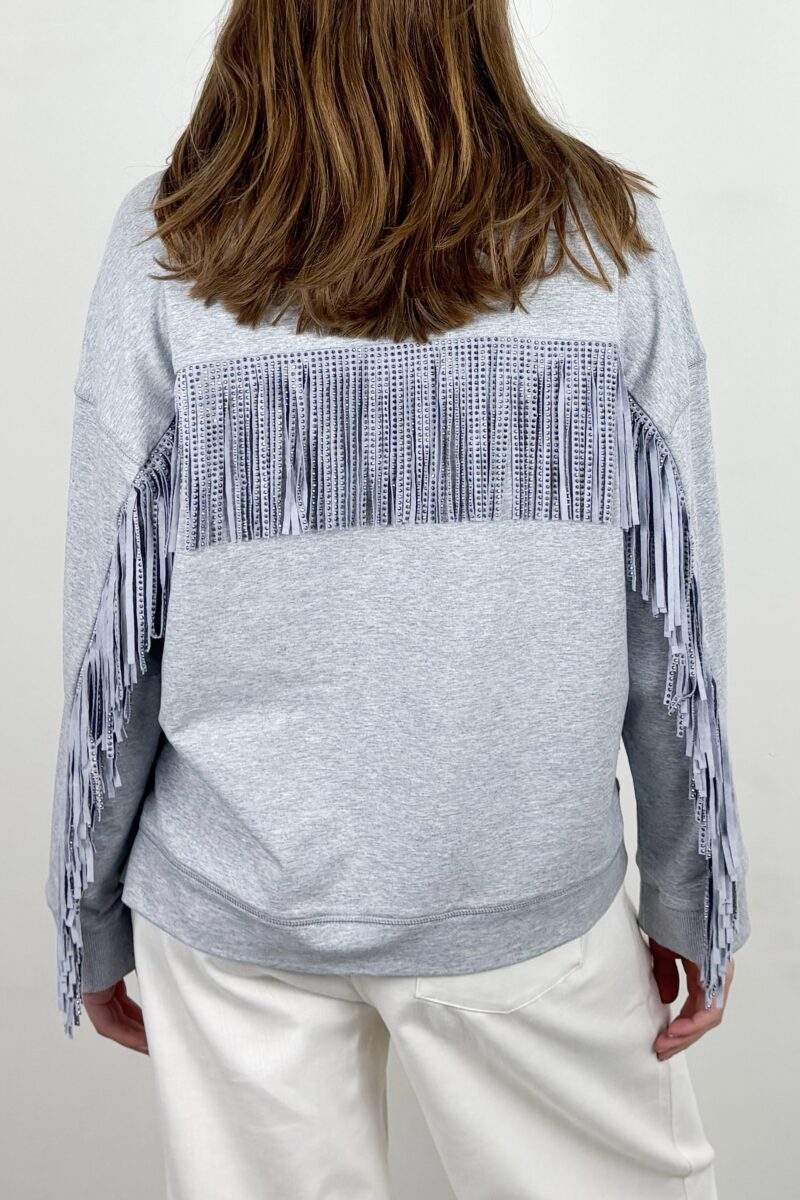 Co Couture Stud Fringe sweater