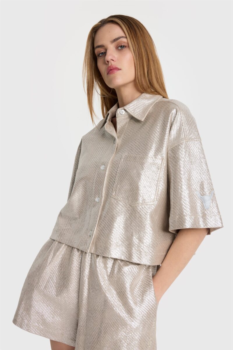 Alix Foil cropped blouse