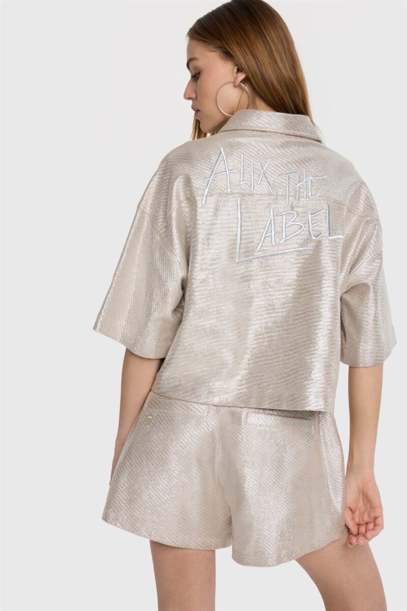 Alix Foil cropped blouse