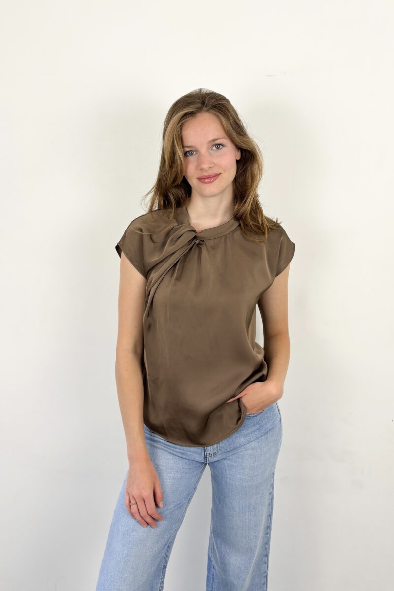 Neo Noir Fleur drapy blouse