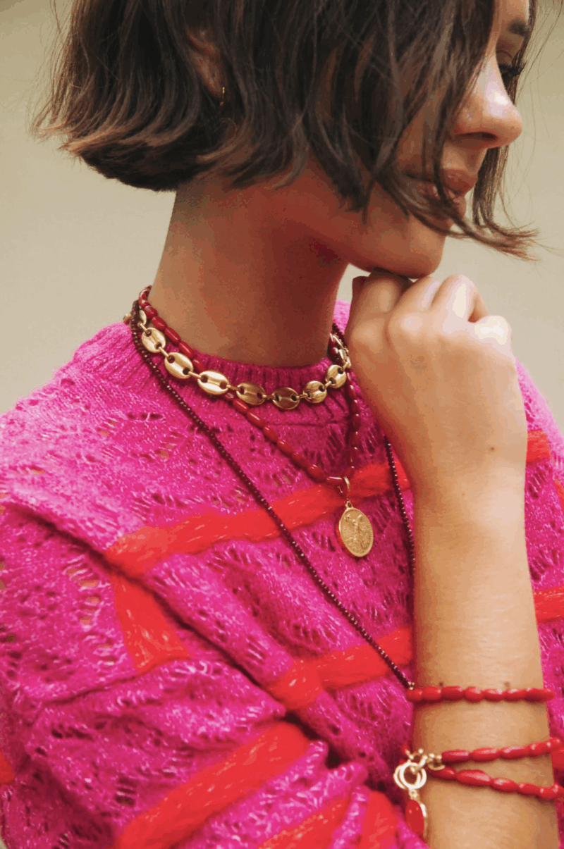 Bonnie Roger red long necklace