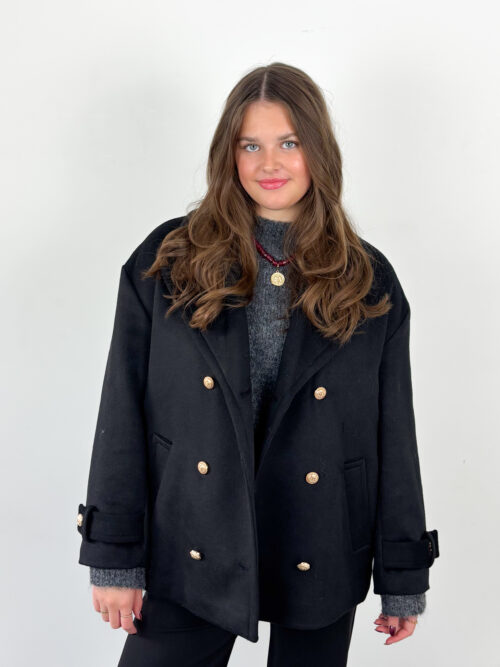 Giacomo korte mantel zwart